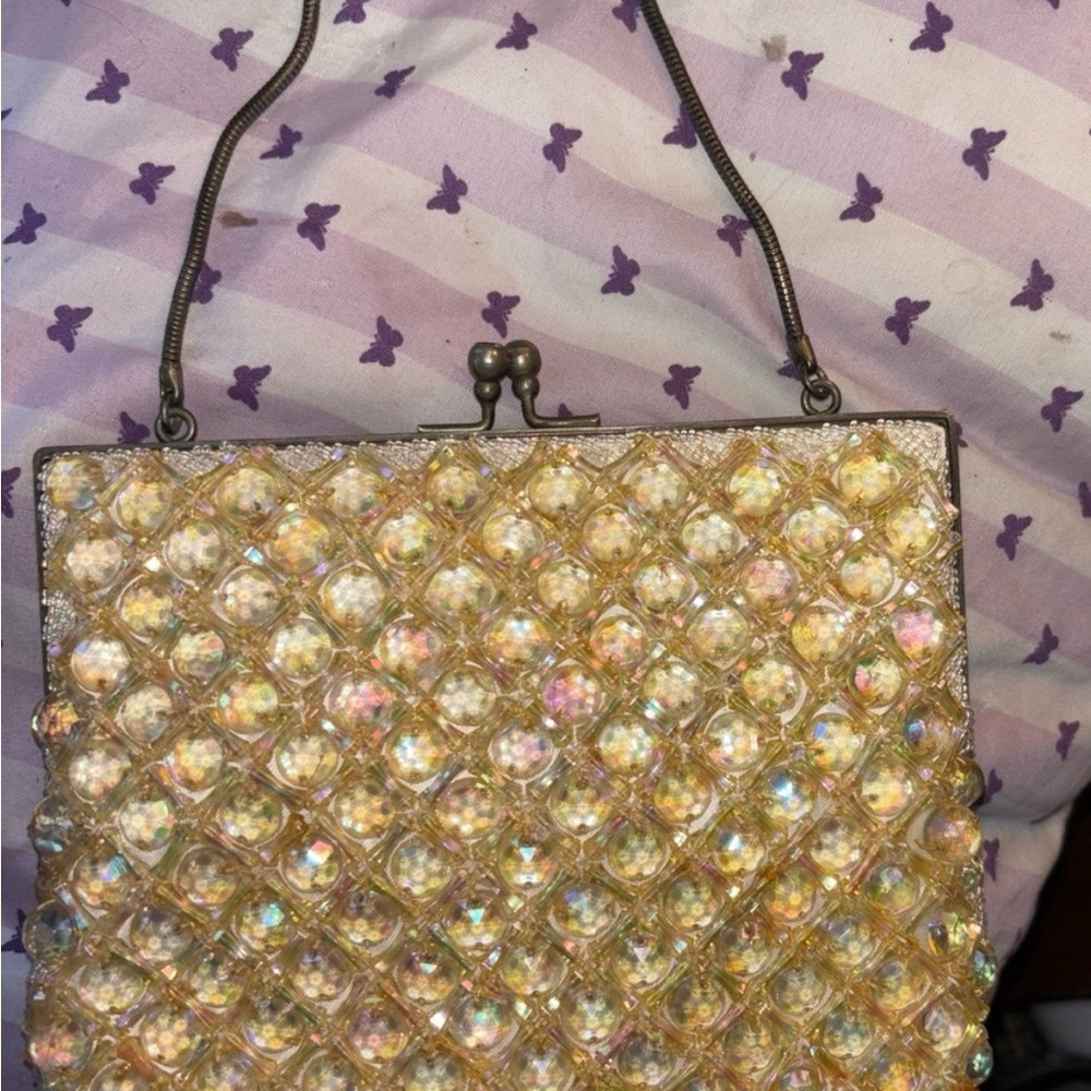 Vintage Designer Walborg beaded clutch with crystals bag made in Hong Kong - Picture 10 of 11